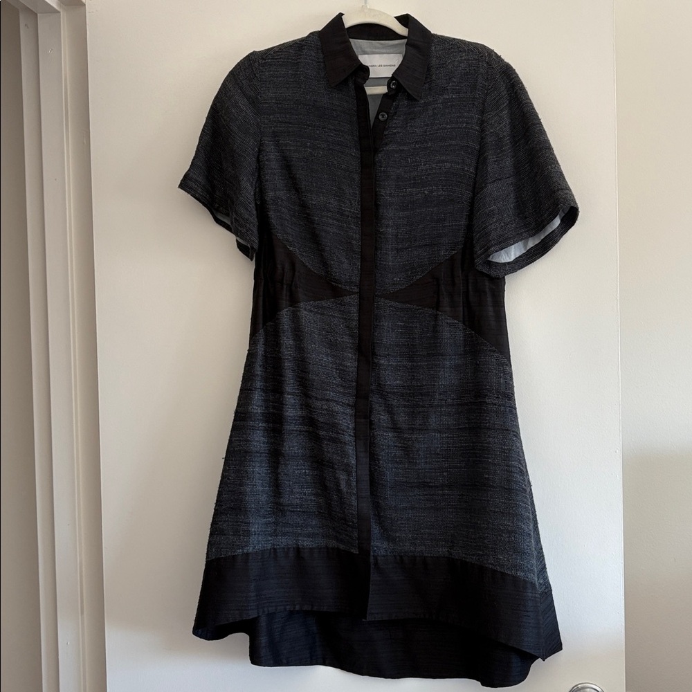 Black and Gray Short Sleeve Dress